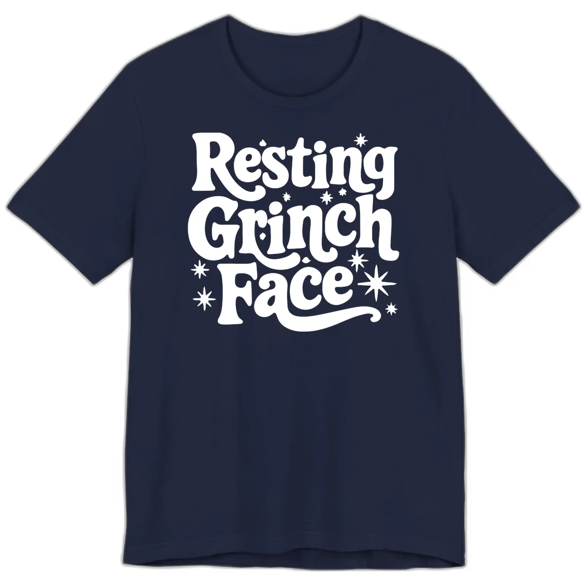 Resting Grinch Face Holiday Statement Premium T-Shirt in Navy