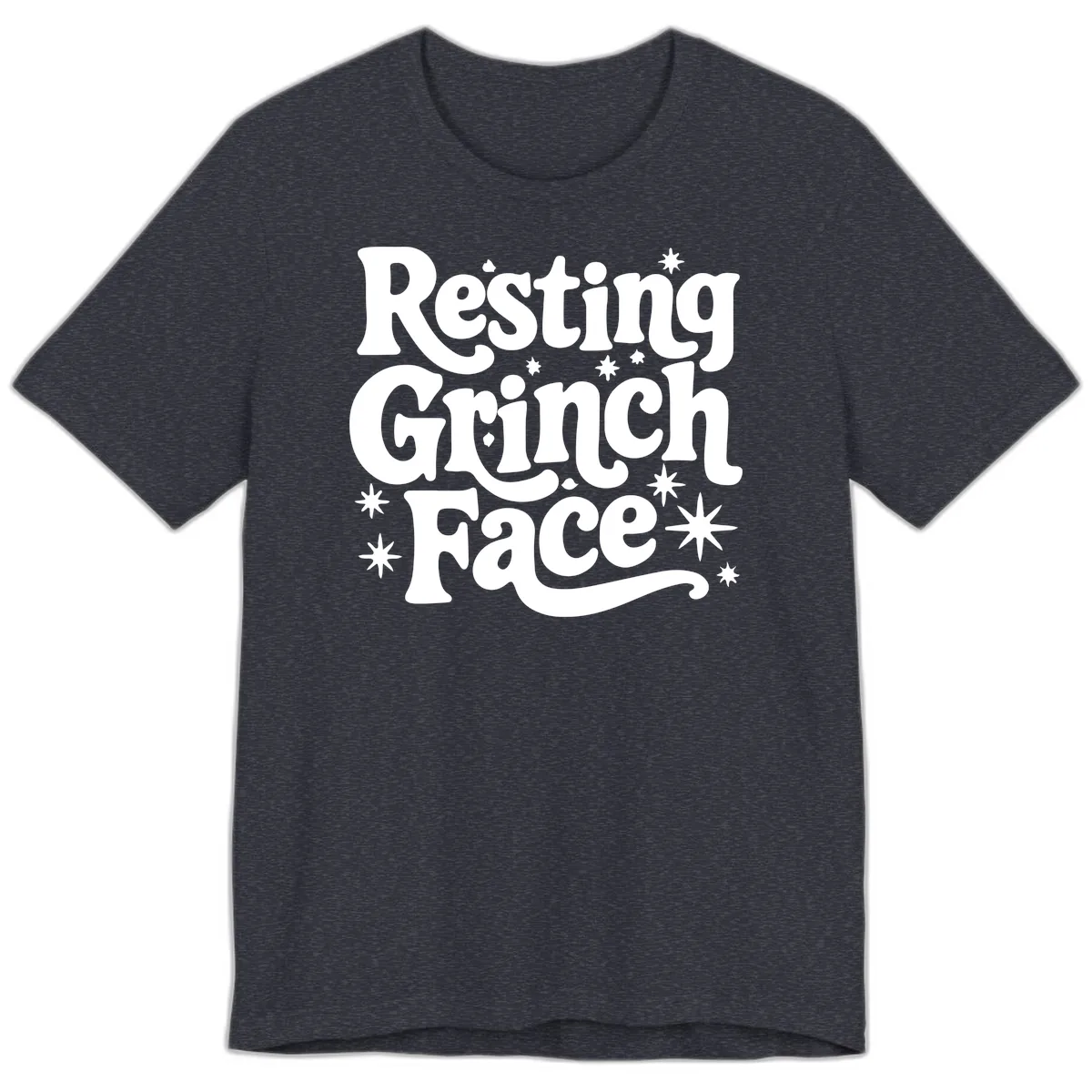 Resting Grinch Face Holiday Statement Premium T-Shirt in Heather Navy