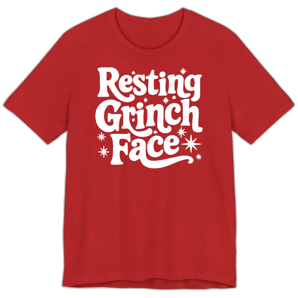 Resting Grinch Face Holiday Statement Premium T-Shirt in Red