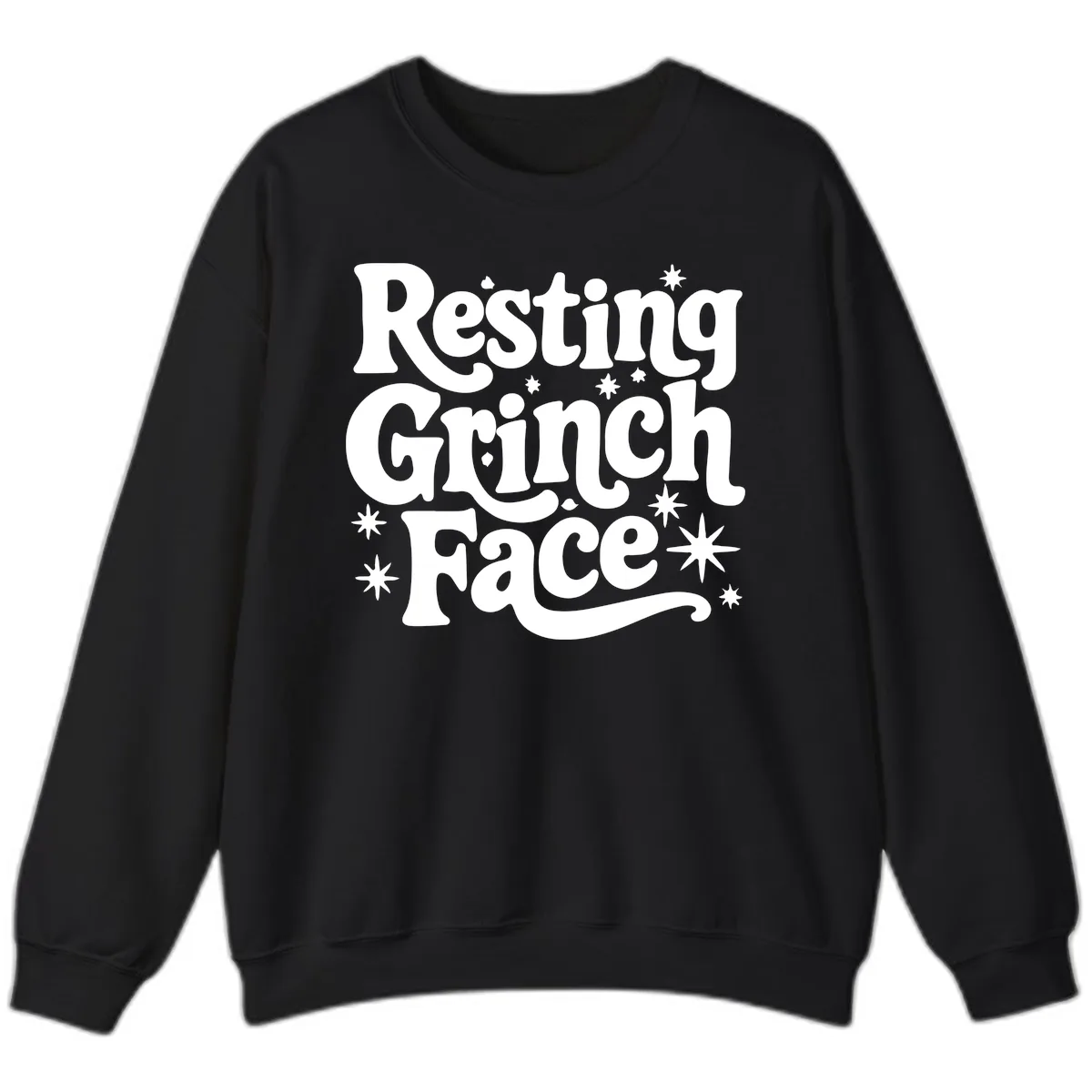 Resting Grinch Face Holiday Statement Sweatshirt in Black