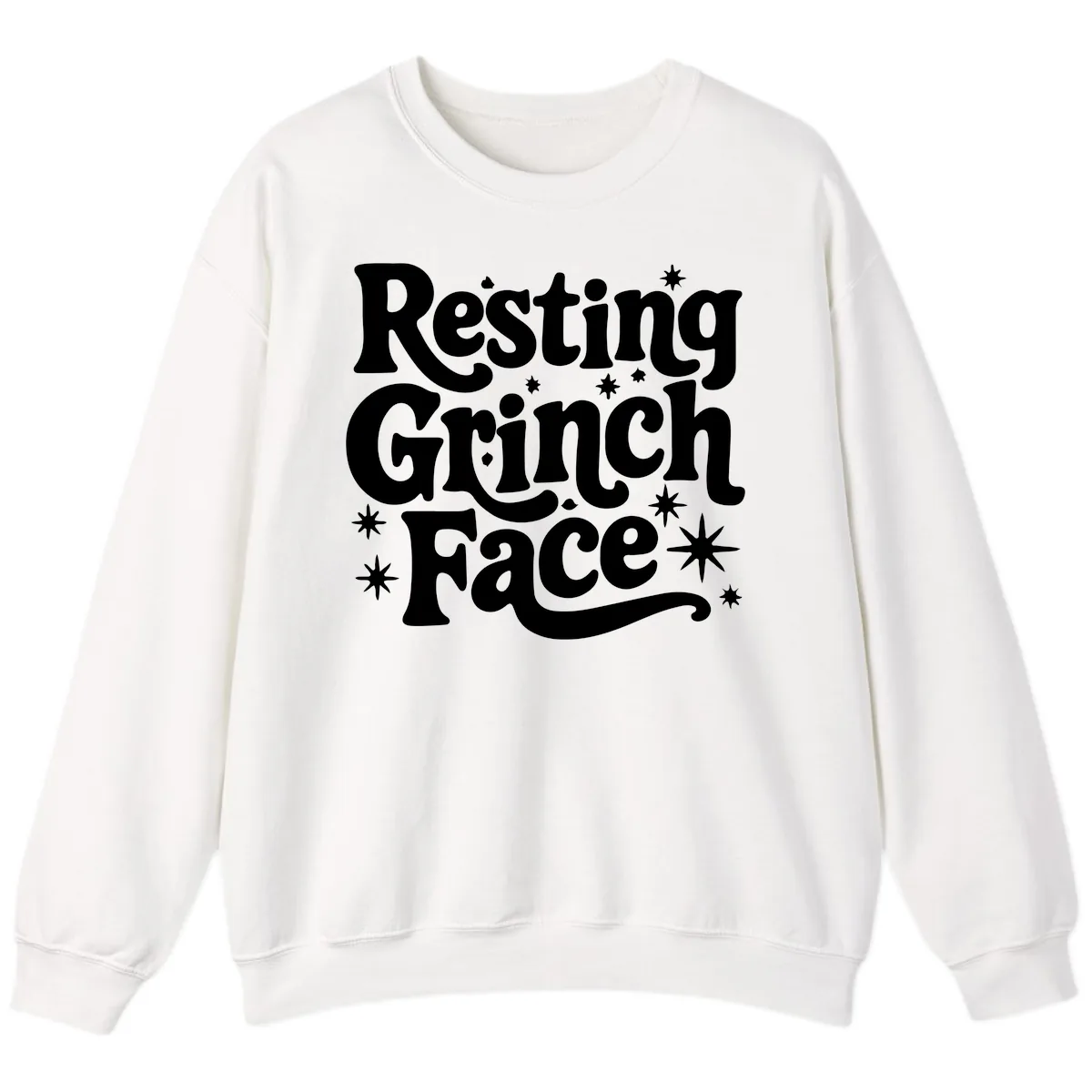 Resting Grinch Face Holiday Statement Sweatshirt in White