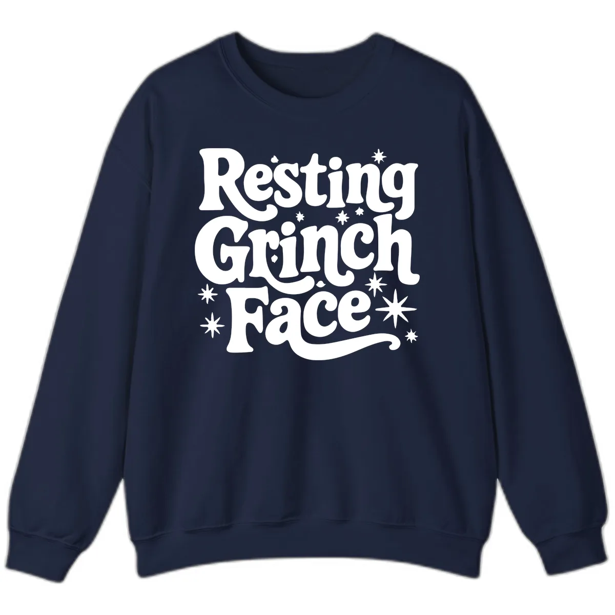 Resting Grinch Face Holiday Statement Sweatshirt in Navy