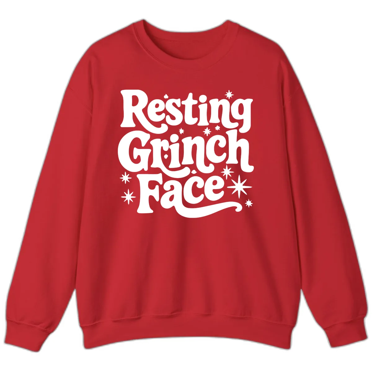 Resting Grinch Face Holiday Statement Sweatshirt in Red