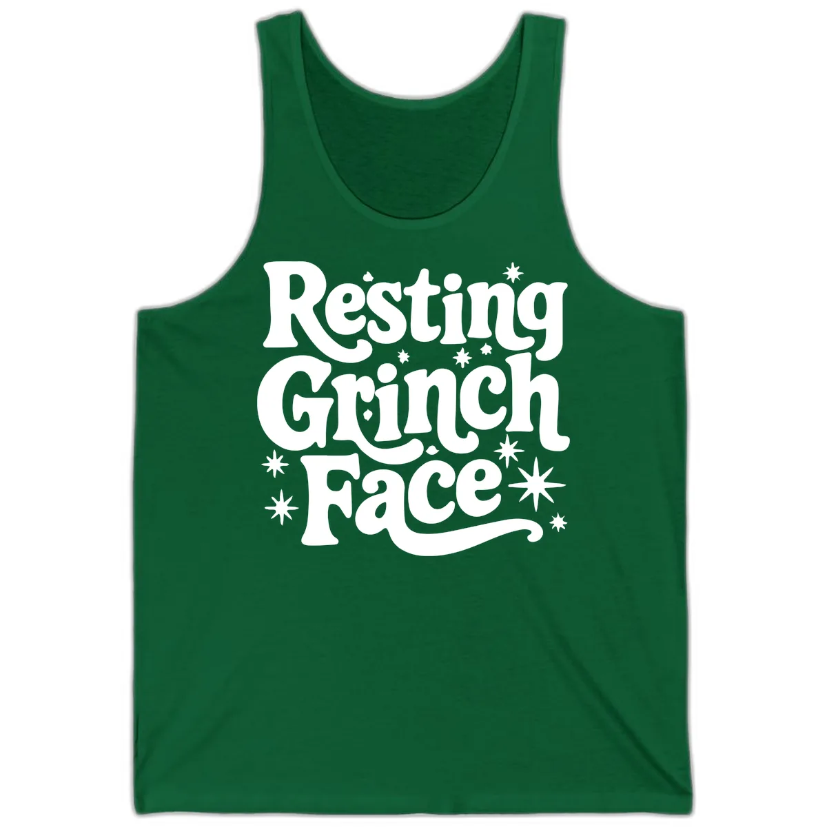 Resting Grinch Face Holiday Statement Tank in Kelly