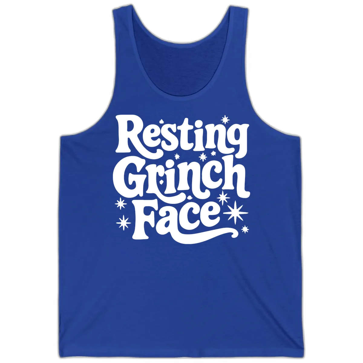 Resting Grinch Face Holiday Statement Tank in True Royal
