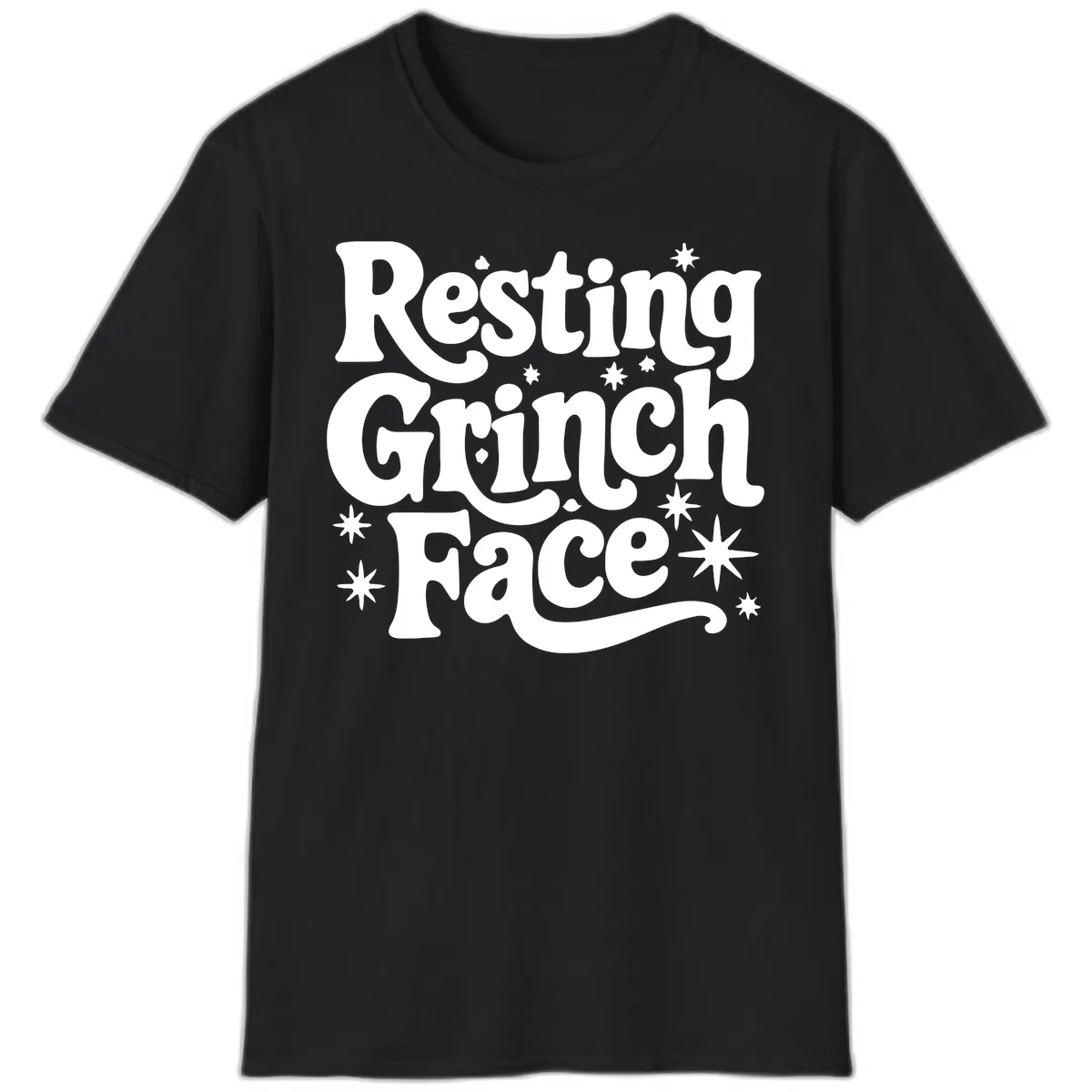Resting Grinch Face Holiday Statement T-Shirt in Black