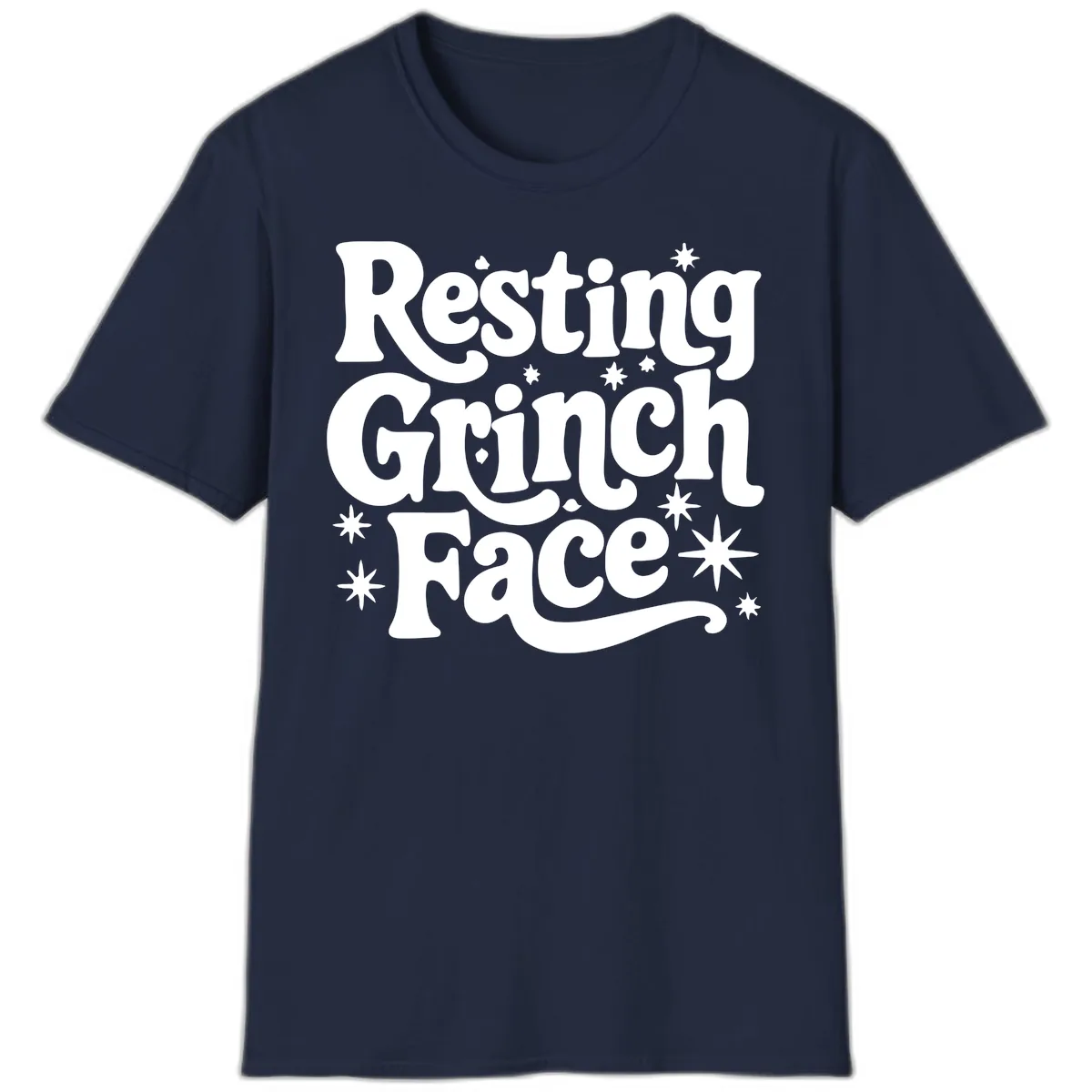 Resting Grinch Face Holiday Statement T-Shirt in Navy