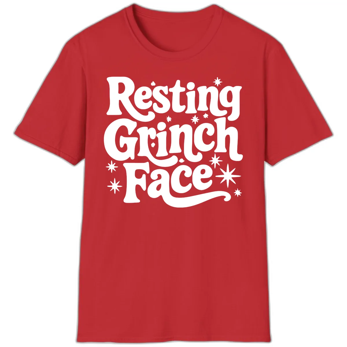 Resting Grinch Face Holiday Statement T-Shirt in Red