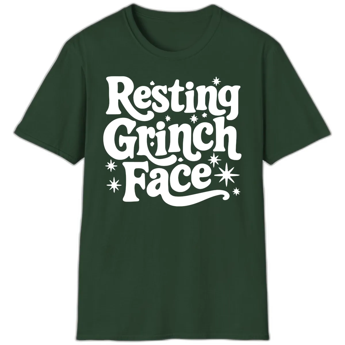 Resting Grinch Face Holiday Statement T-Shirt in Forest Green