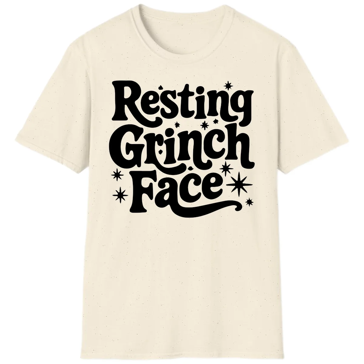 Resting Grinch Face Holiday Statement T-Shirt in Natural