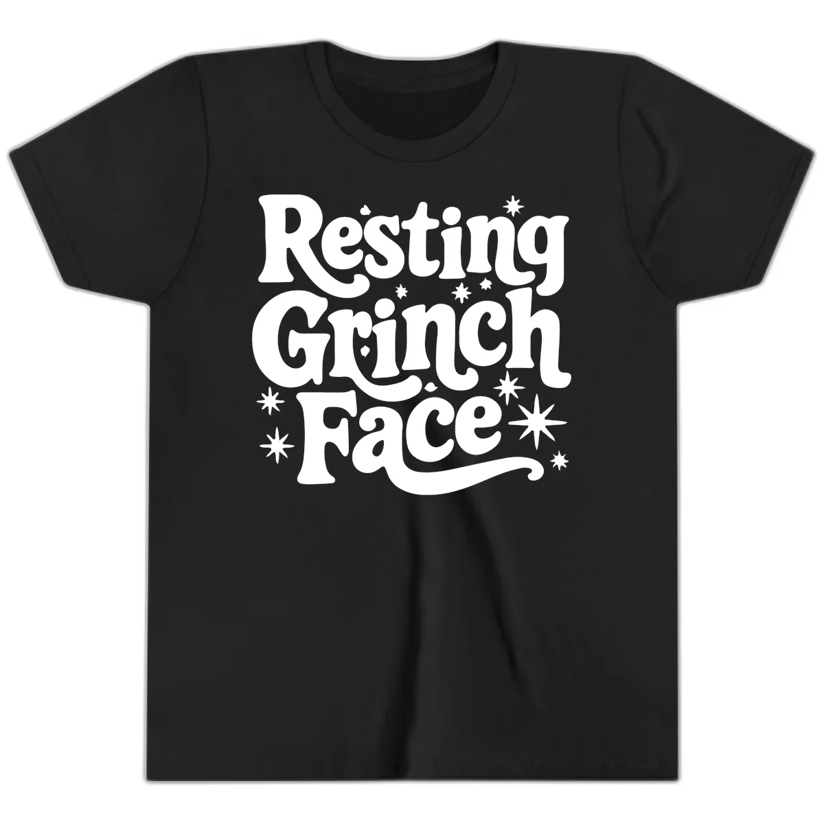 Resting Grinch Face Holiday Statement Youth T-Shirt in Black