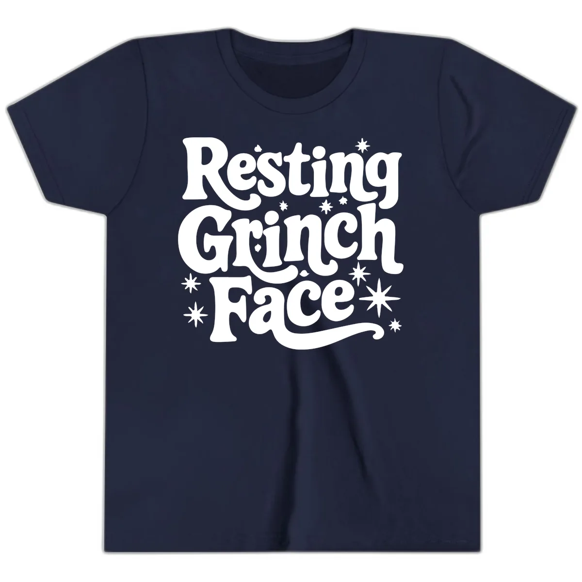 Resting Grinch Face Holiday Statement Youth T-Shirt in Navy