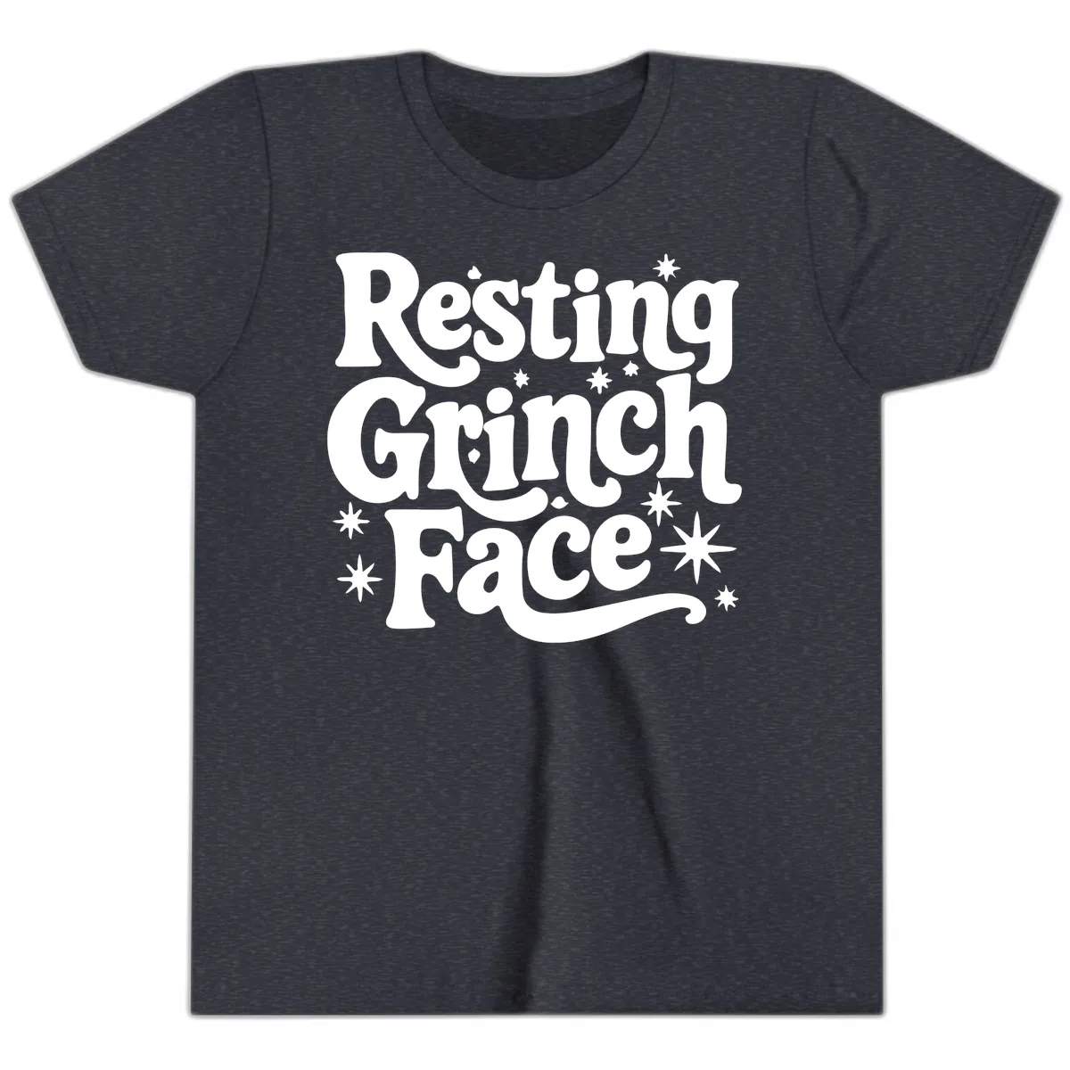 Resting Grinch Face Holiday Statement Youth T-Shirt in Heather Navy