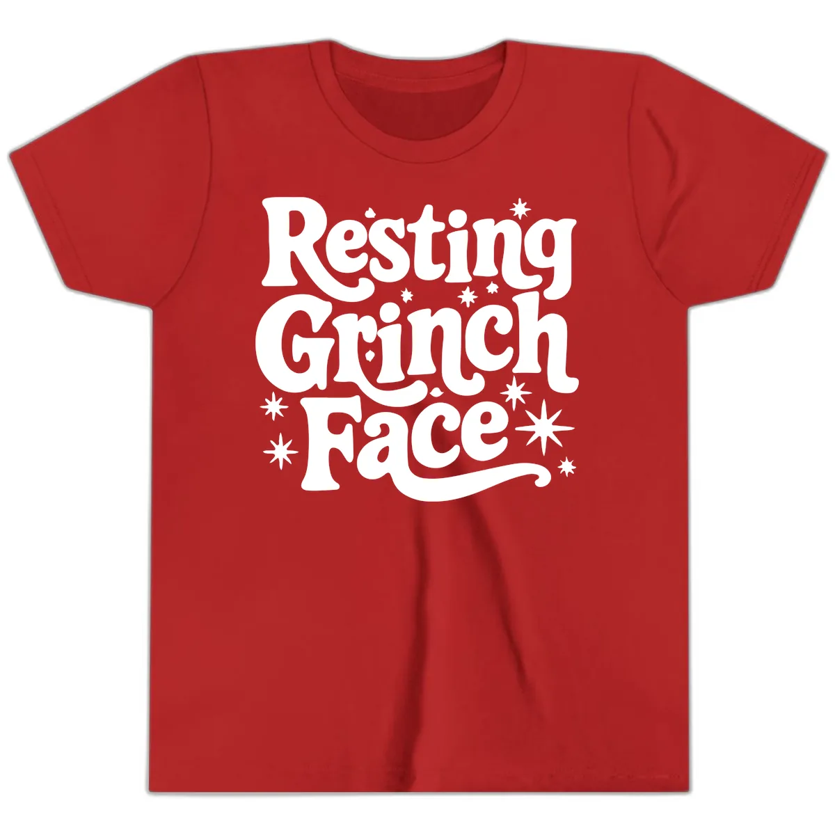 Resting Grinch Face Holiday Statement Youth T-Shirt in Red