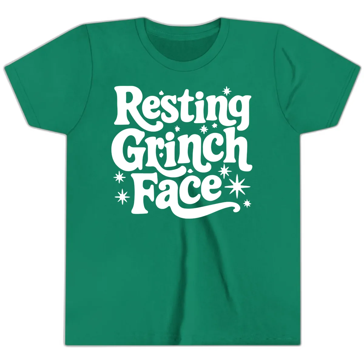 Resting Grinch Face Holiday Statement Youth T-Shirt in Kelly