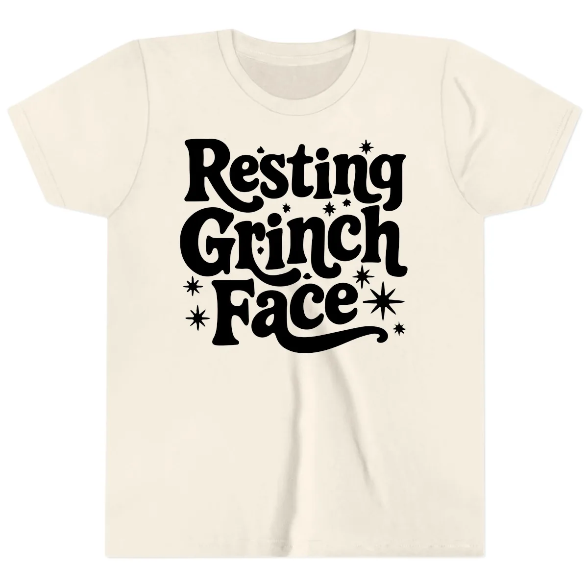 Resting Grinch Face Holiday Statement Youth T-Shirt in Natural