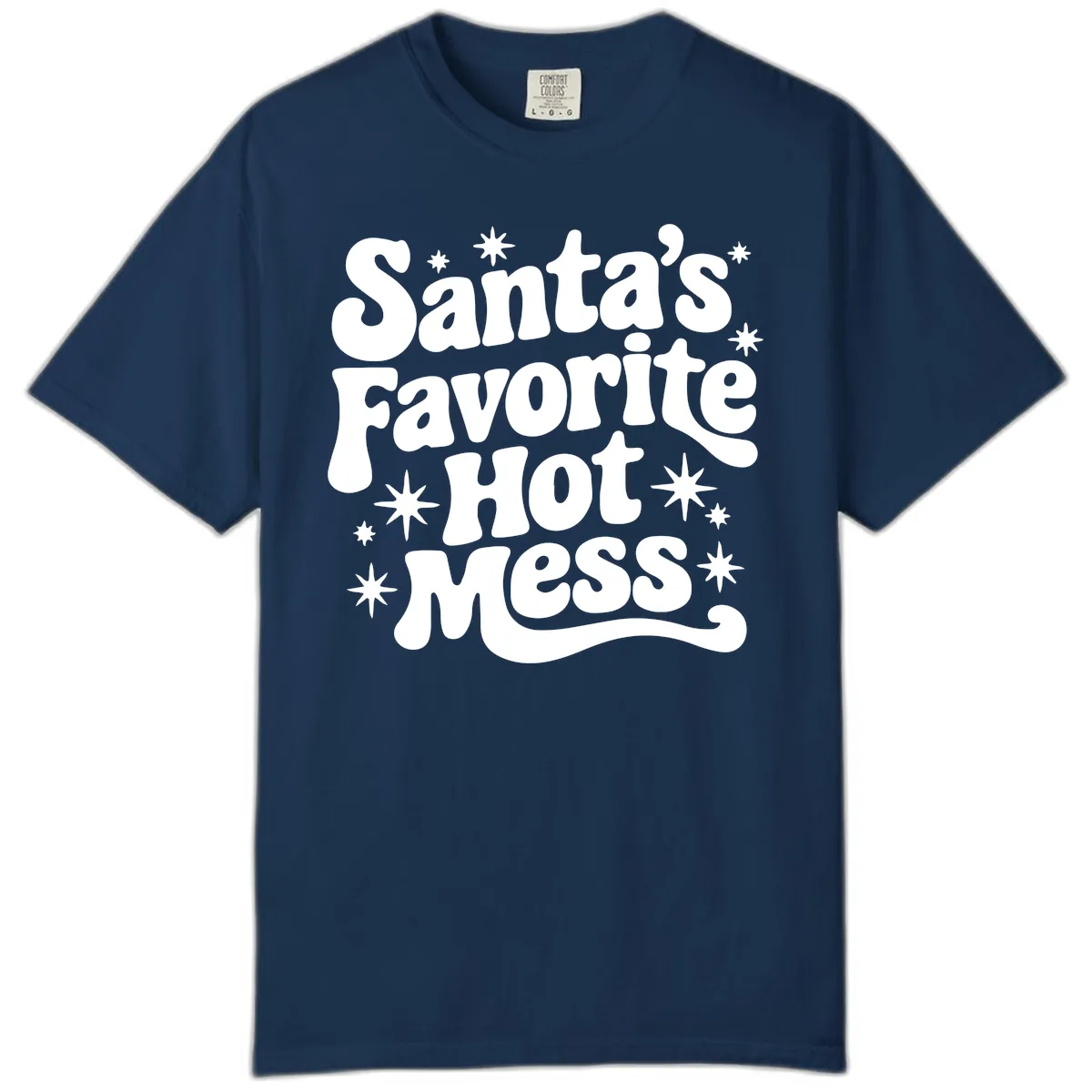 Santa's Favorite Hot Mess Christmas Comfort Color in Navy