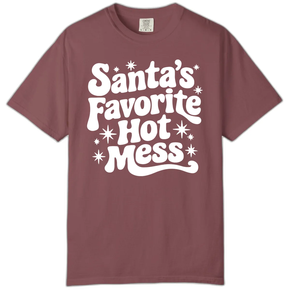 Santa's Favorite Hot Mess Christmas Comfort Color in Brick