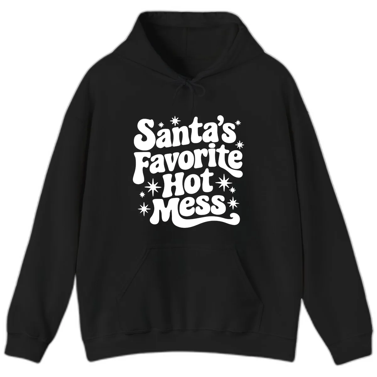 Santa's Favorite Hot Mess Christmas Hoodie in Black