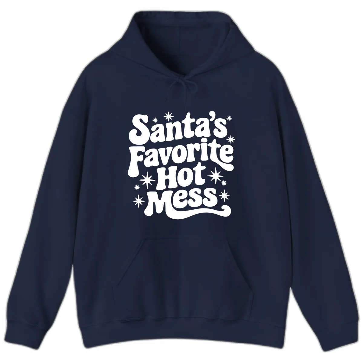 Santa's Favorite Hot Mess Christmas Hoodie in Navy