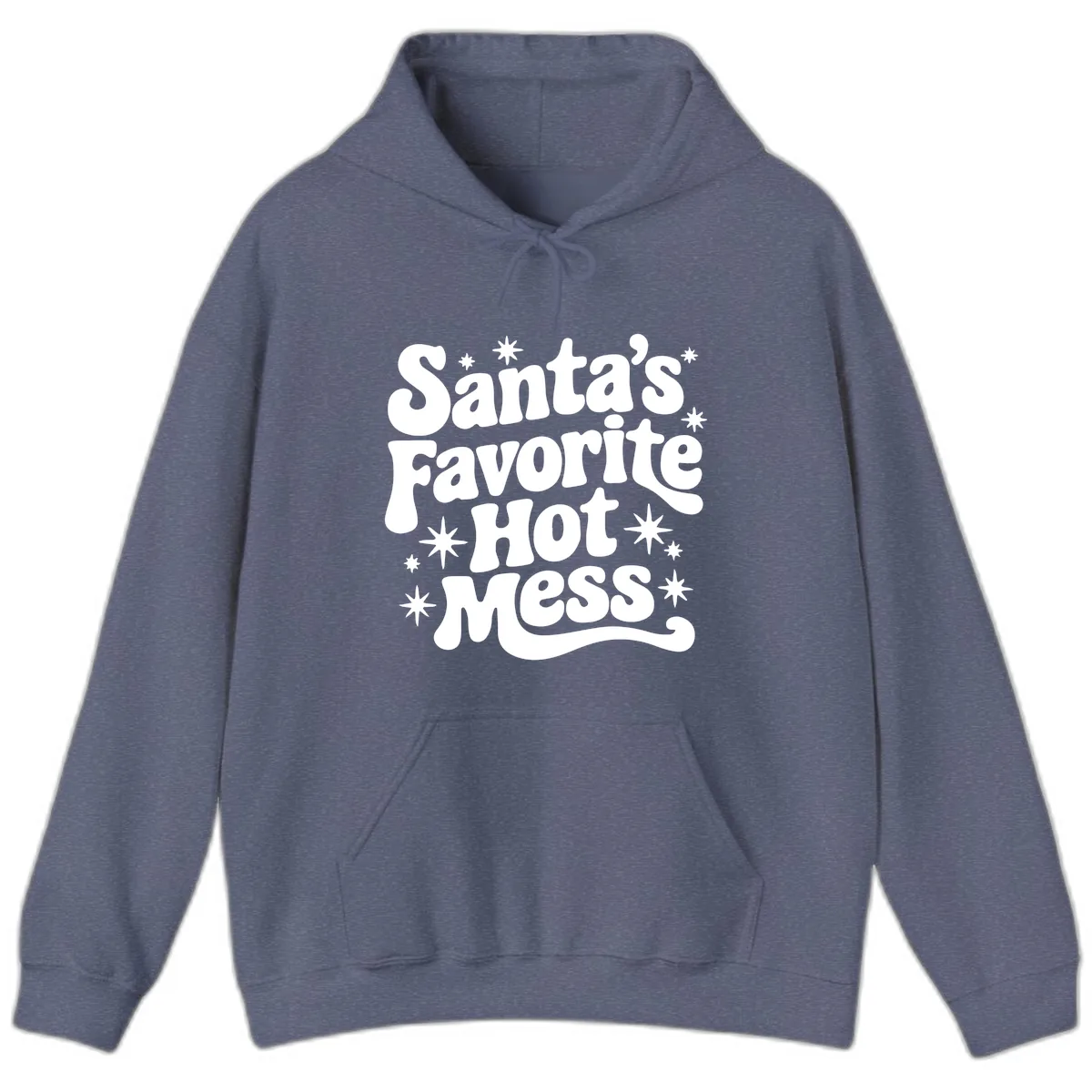 Santa's Favorite Hot Mess Christmas Hoodie in Heather Navy