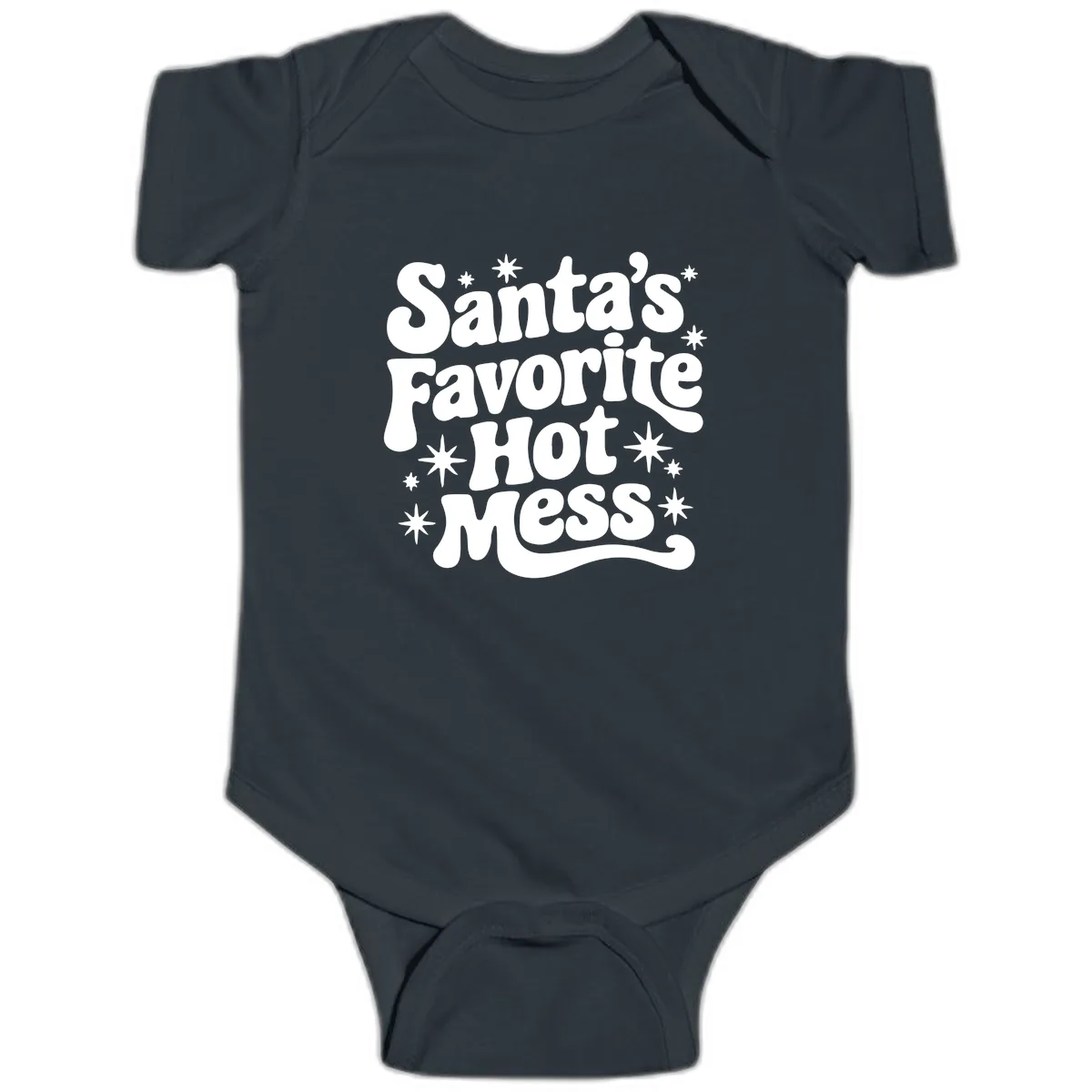 Santa's Favorite Hot Mess Christmas Baby Onesie in Black