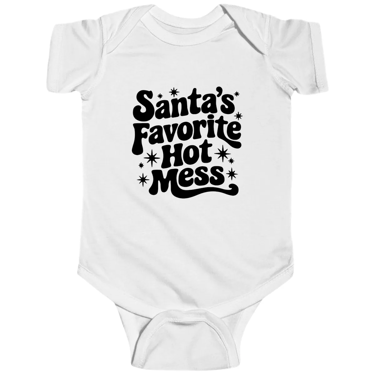 Santa's Favorite Hot Mess Christmas Baby Onesie in White