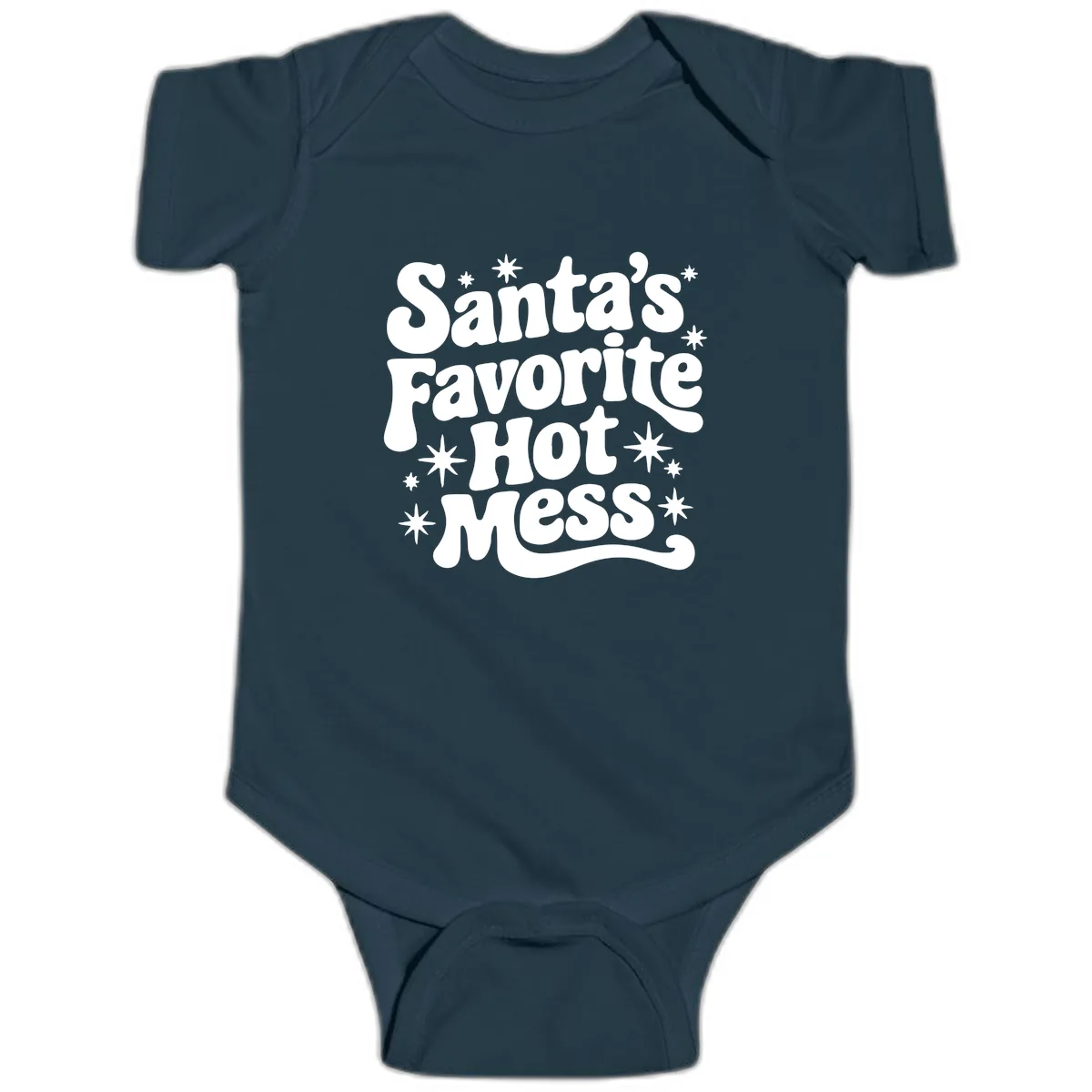 Santa's Favorite Hot Mess Christmas Baby Onesie in Navy
