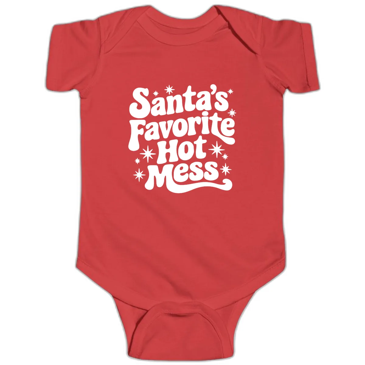 Santa's Favorite Hot Mess Christmas Baby Onesie in Red