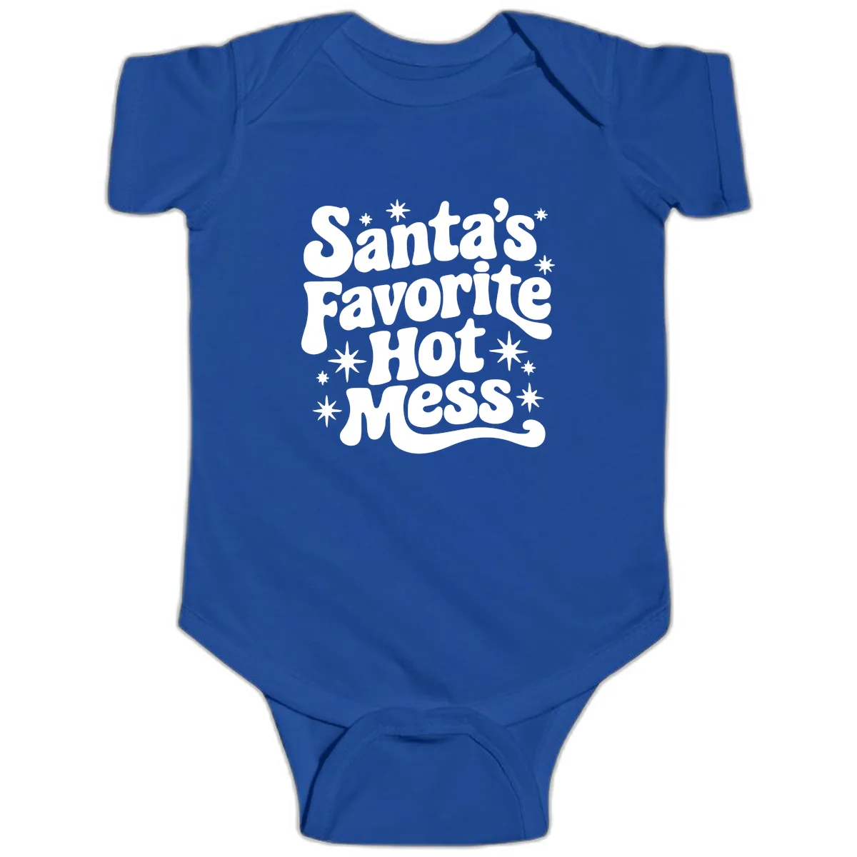 Santa's Favorite Hot Mess Christmas Baby Onesie in Royal