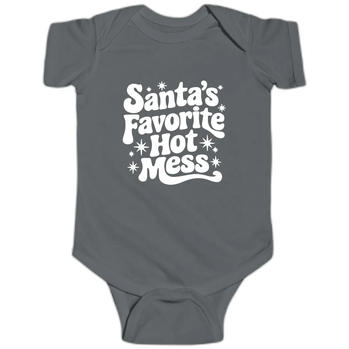 Santa's Favorite Hot Mess Christmas Baby Onesie in Charcoal