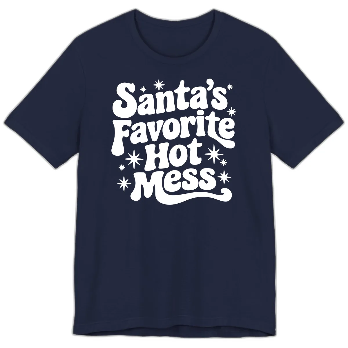 Santa's Favorite Hot Mess Christmas Premium T-Shirt in Navy