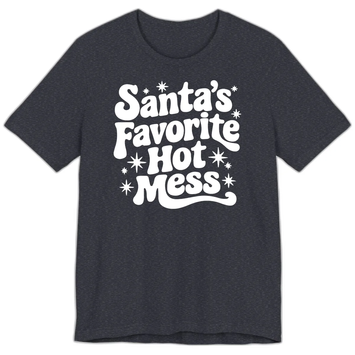 Santa's Favorite Hot Mess Christmas Premium T-Shirt in Heather Navy