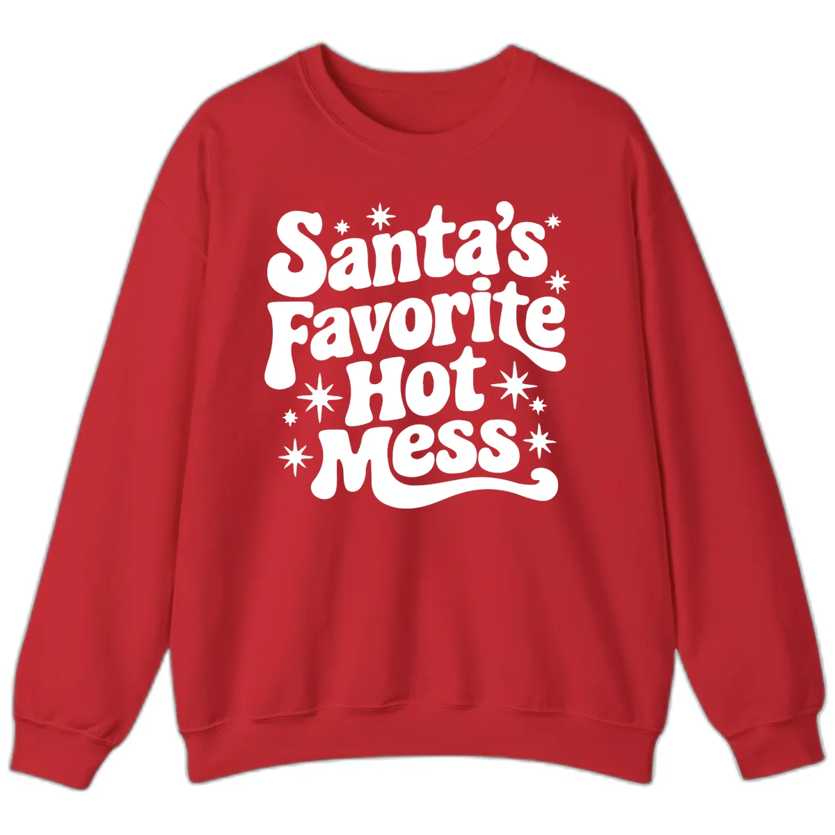Santa's Favorite Hot Mess Christmas Sweatshirt in Red