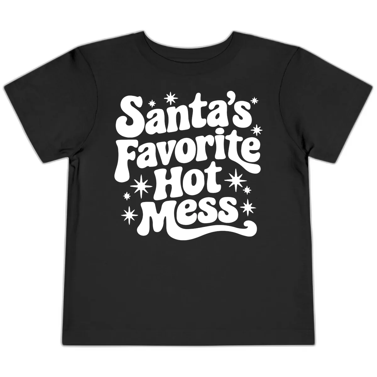 Santa's Favorite Hot Mess Christmas Toddler T-Shirt in Black