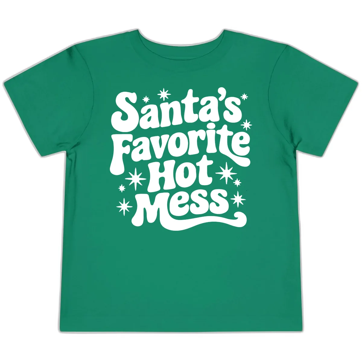 Santa's Favorite Hot Mess Christmas Toddler T-Shirt in Kelly