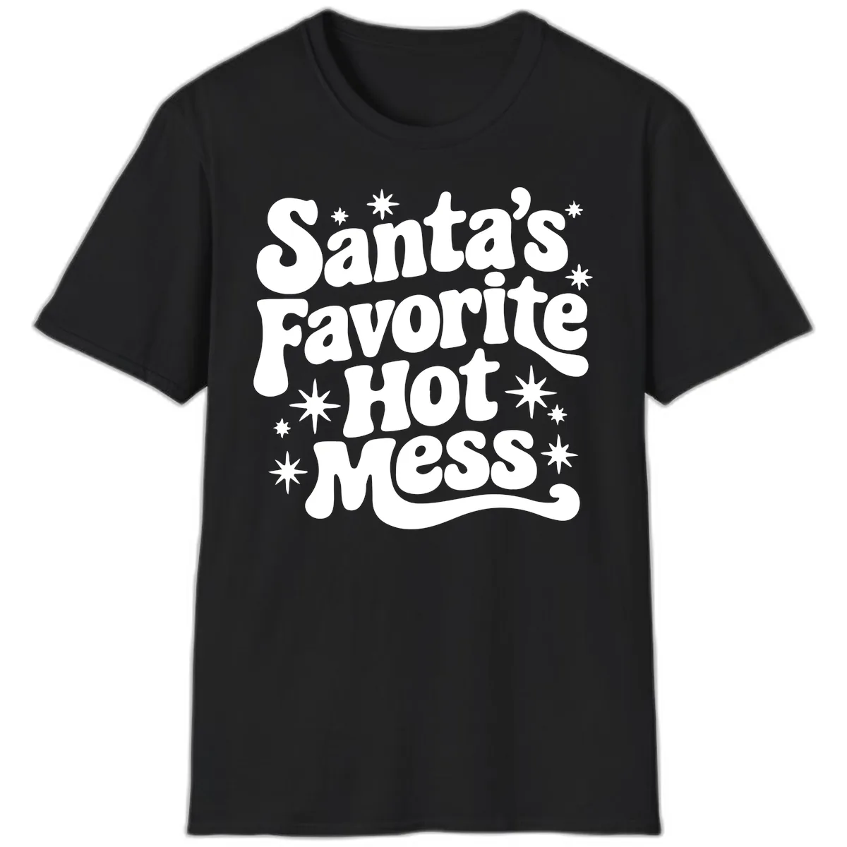 Santa's Favorite Hot Mess Christmas T-Shirt in Black