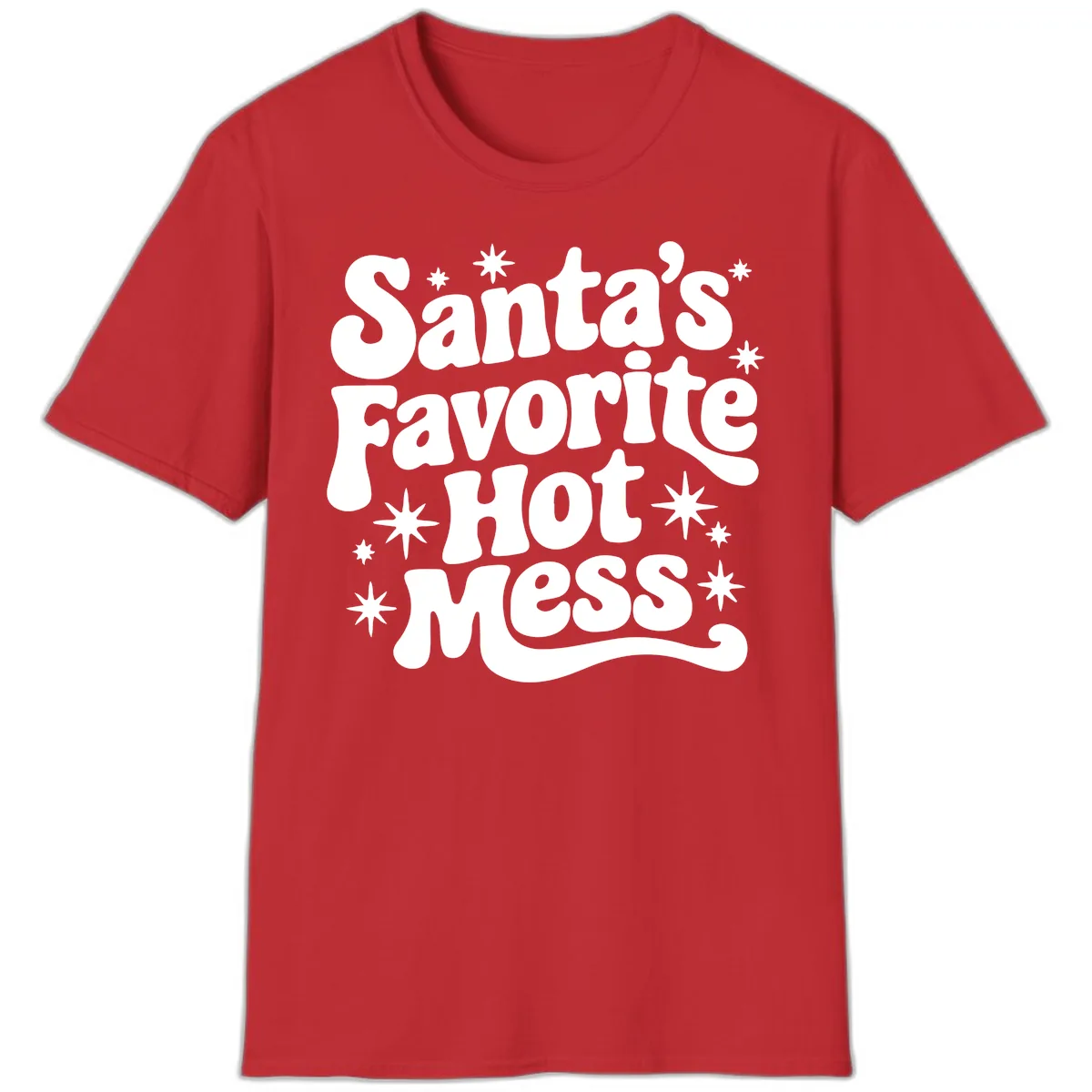 Santa's Favorite Hot Mess Christmas T-Shirt in Red