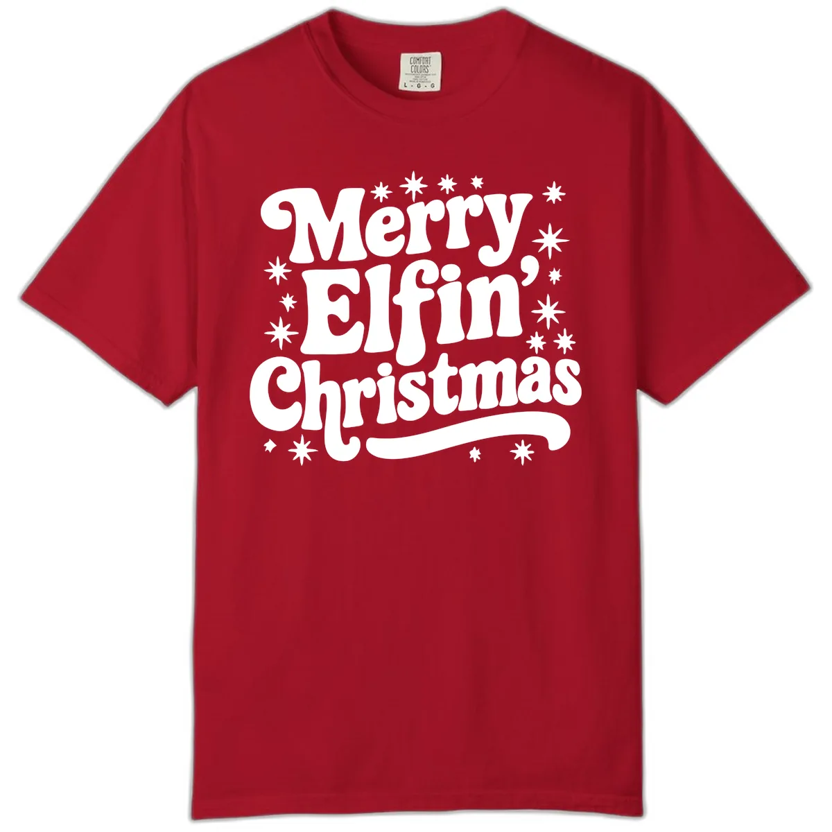 Merry Elfin Christmas Groovy Text Comfort Color in Red