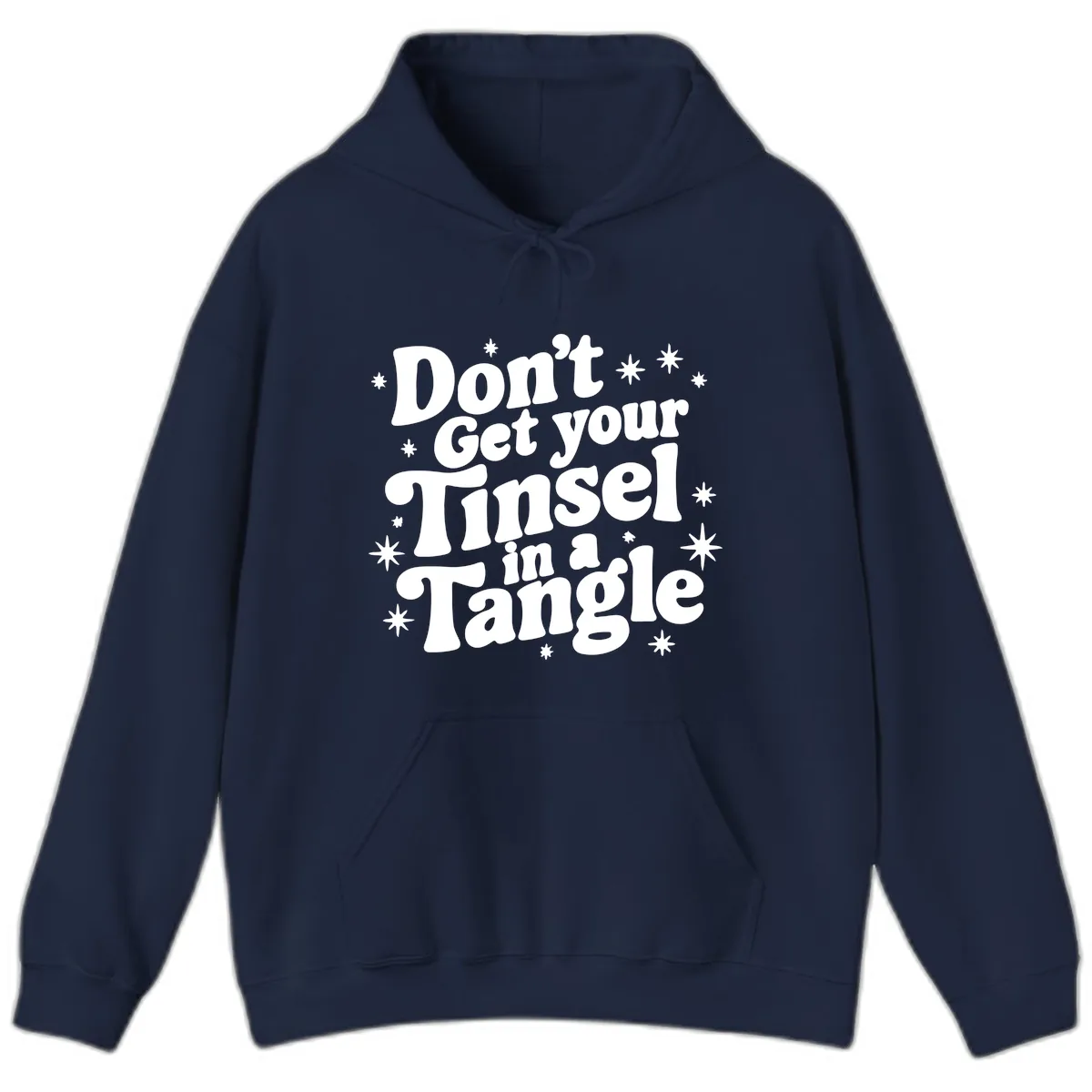 Don't Get Your Tinsel in a Tangle Holiday Design Hoodie in Navy