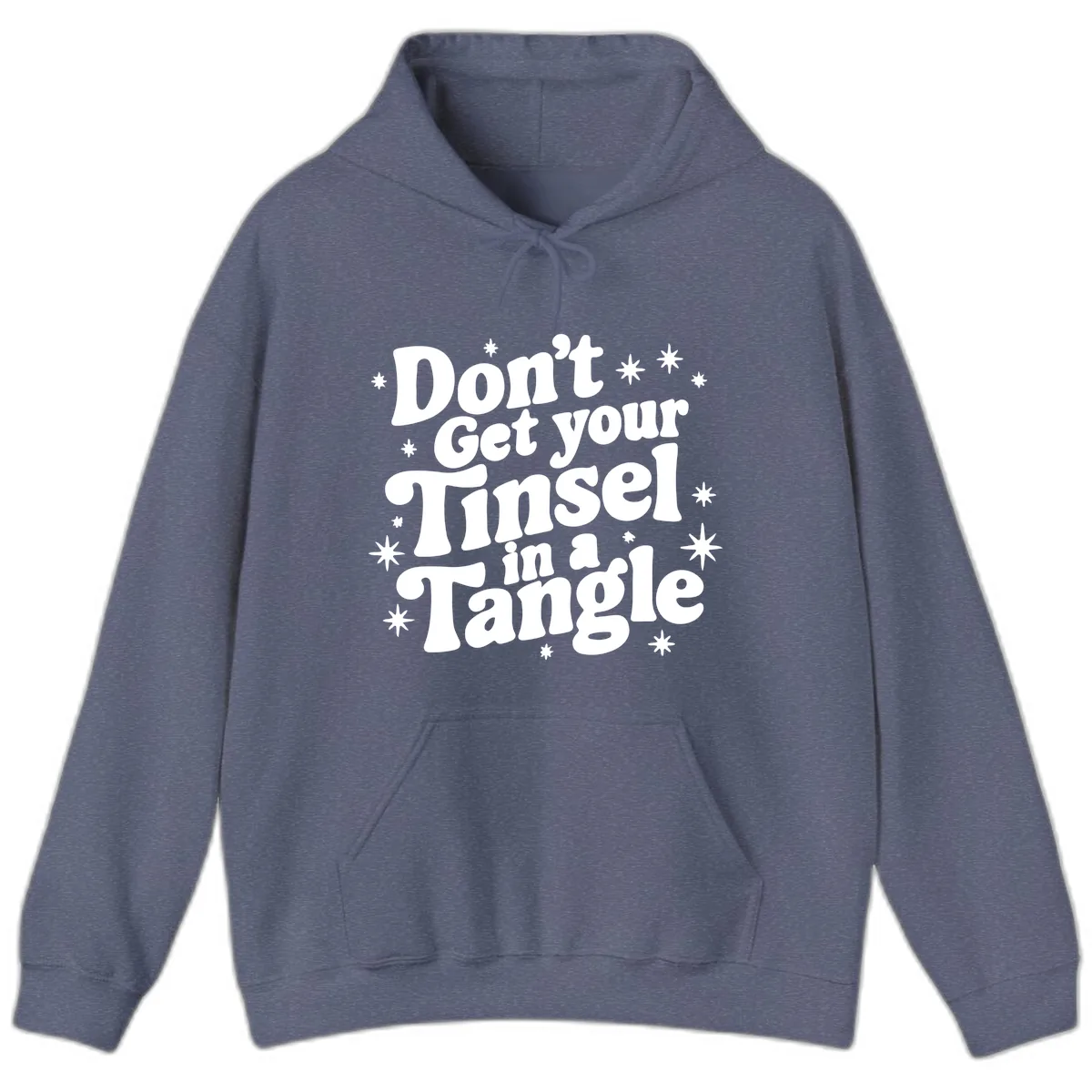 Don't Get Your Tinsel in a Tangle Holiday Design Hoodie in Heather Navy