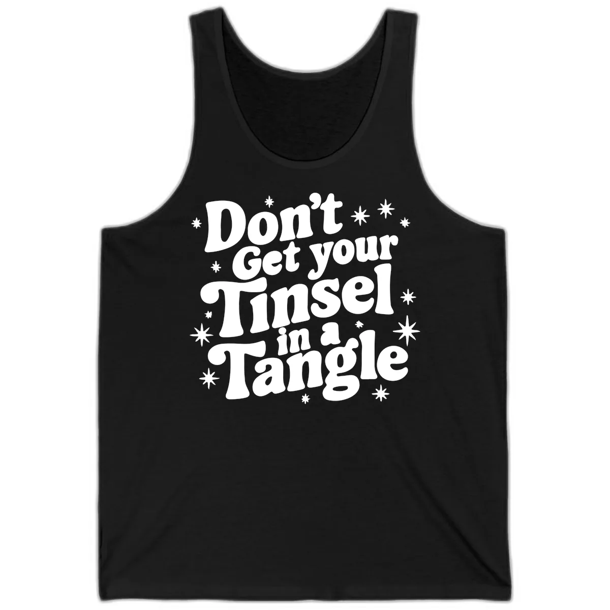 Don't Get Your Tinsel in a Tangle Holiday Design Tank in Black