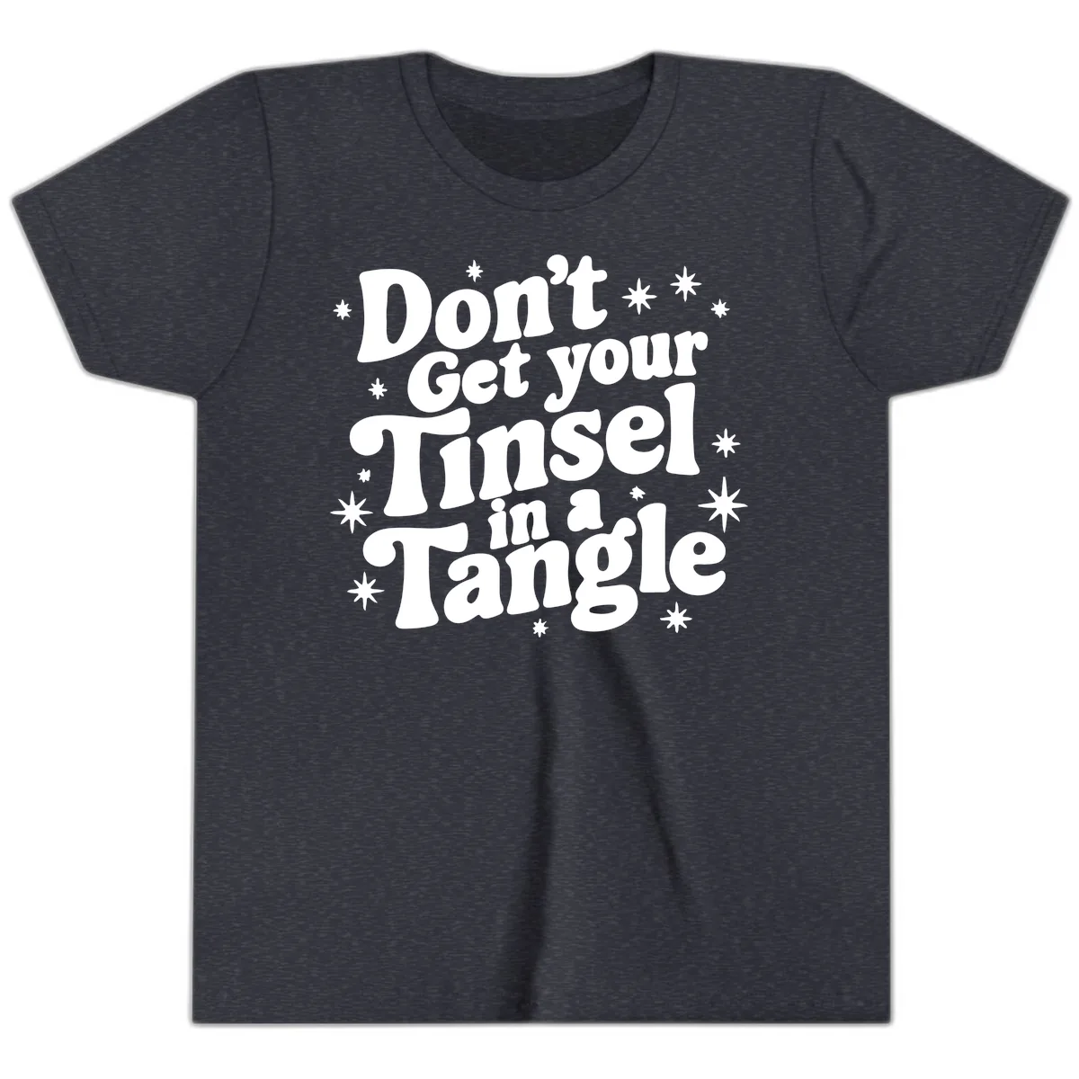 Don't Get Your Tinsel in a Tangle Holiday Design Youth T-Shirt in Heather Navy
