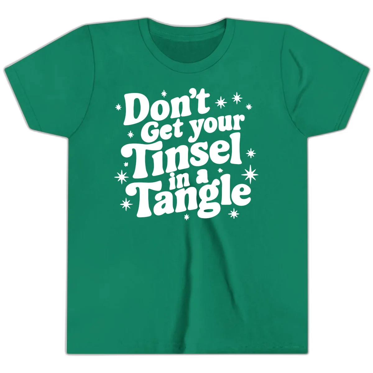Don't Get Your Tinsel in a Tangle Holiday Design Youth T-Shirt in Kelly