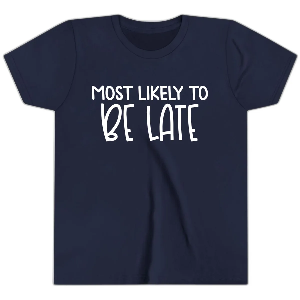 Most Likely To Be Late Youth T-Shirt in Navy