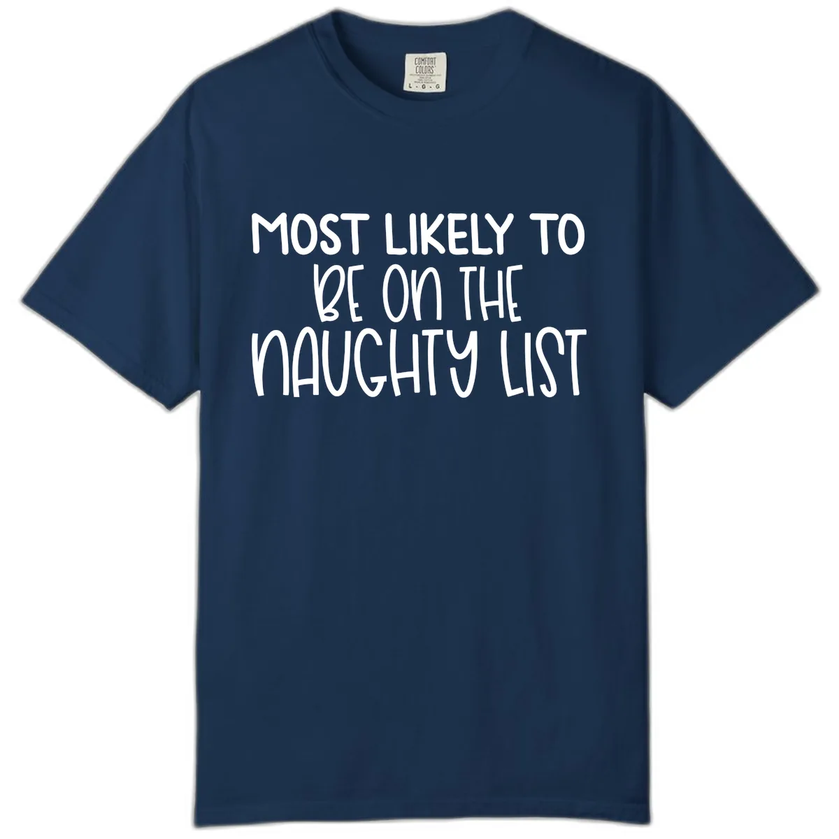 Most Likely To Be On The Naughty List Comfort Color in Navy