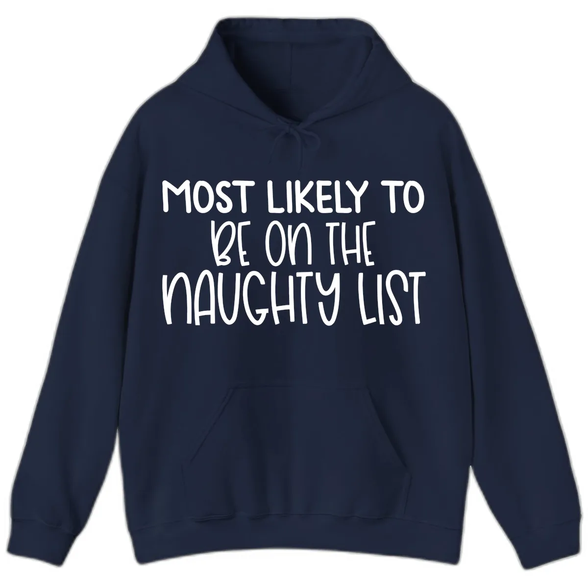 Most Likely To Be On The Naughty List Hoodie in Navy