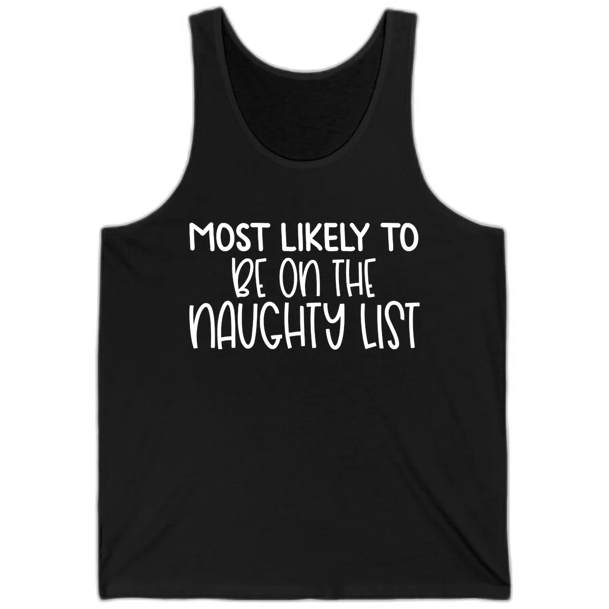 Most Likely To Be On The Naughty List Tank in Black