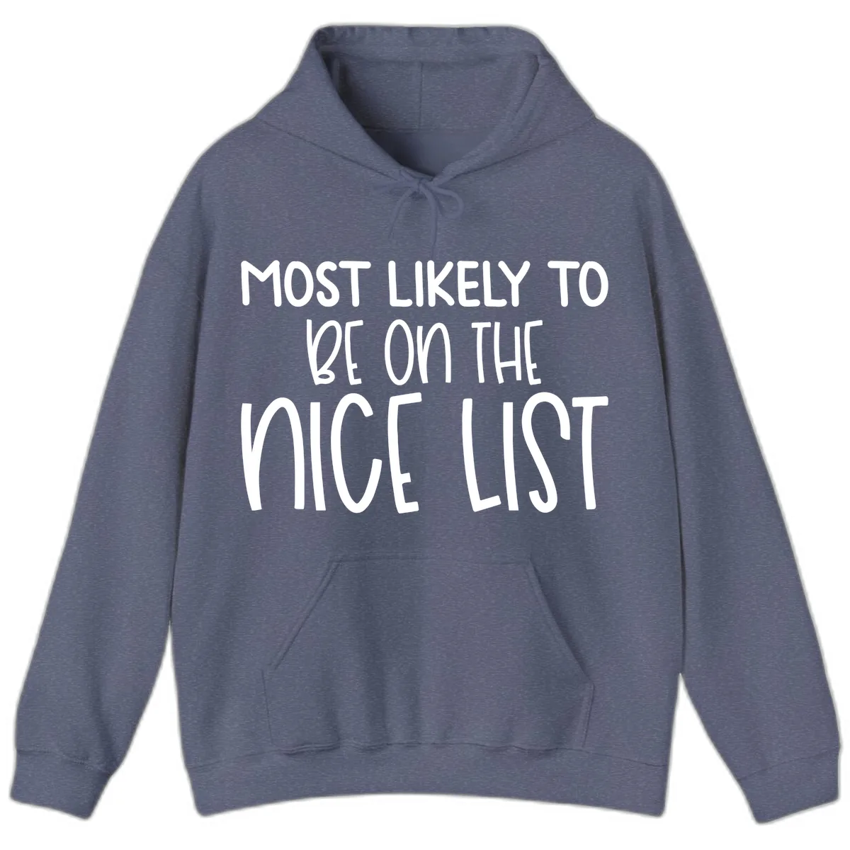 Most Likely To Be On The Nice List Hoodie in Heather Navy