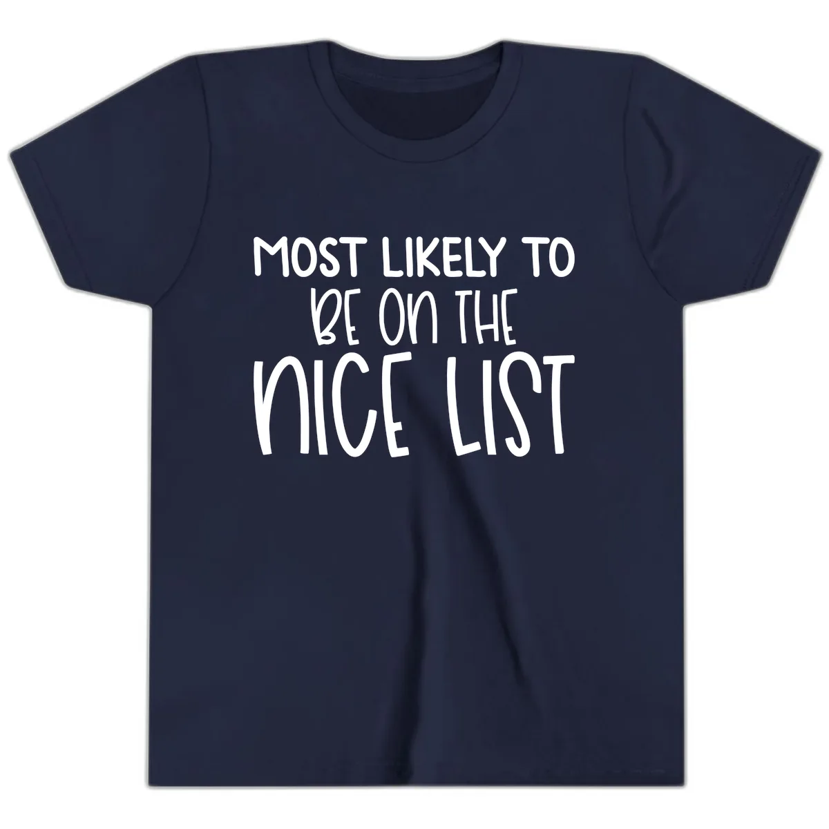 Most Likely To Be On The Nice List Youth T-Shirt in Navy